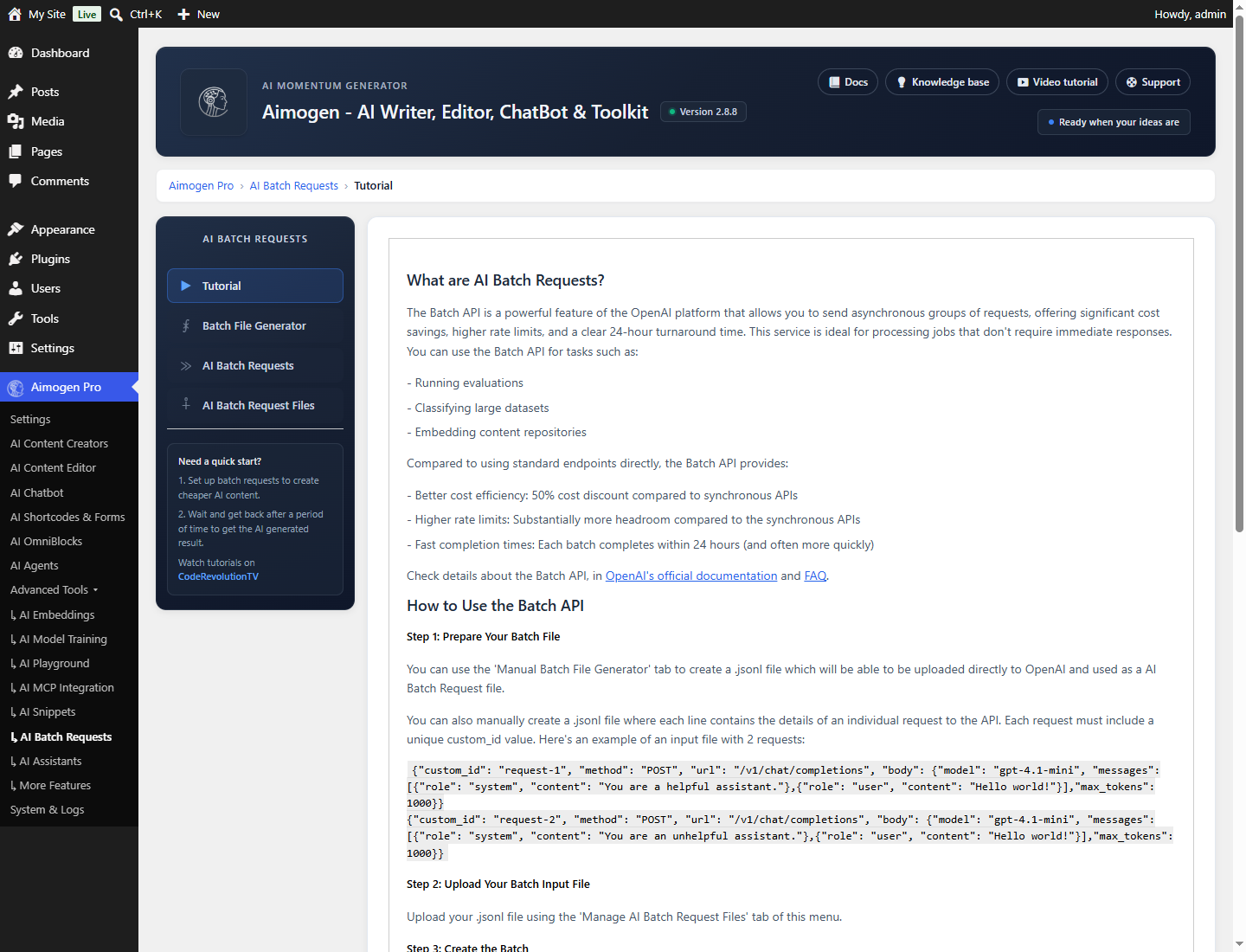 Aimogen Pro > Advanced Tools > AI Batch Requests